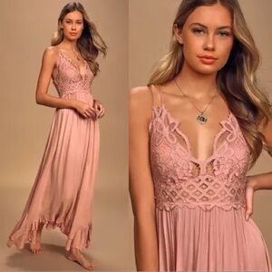 NWT Free People Adella Maxi Slip dress in a pink size large
